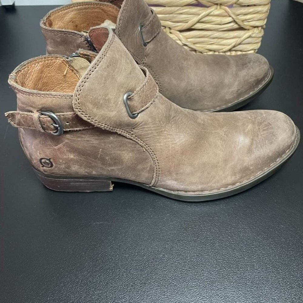 Born Distressed Brown Leather Ankle Boots Size 8.5 / 40 M Boho Moto Western - Picture 2 of 14